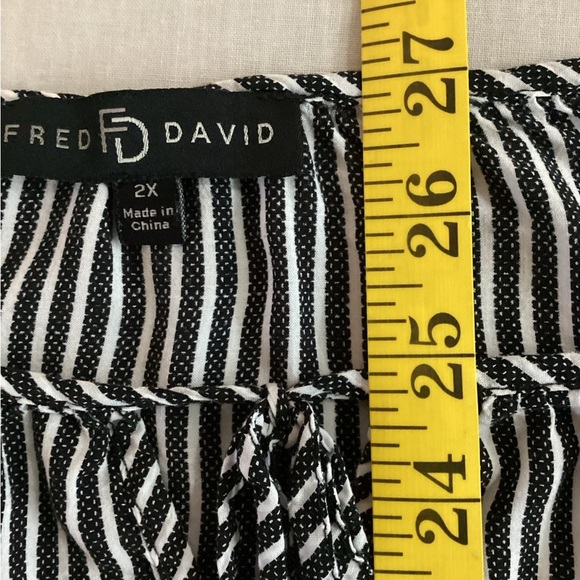 Fred David Black and White Striped Blouse, Plus Size 2X - Picture 6 of 7